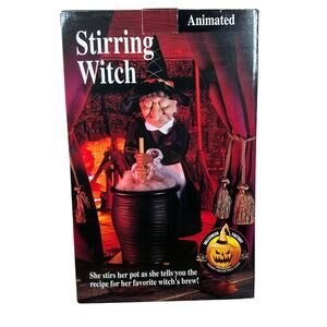 Gemmy 1994 Animated Talking Stirring Witch NEW Halloween Factory Decor Vtg